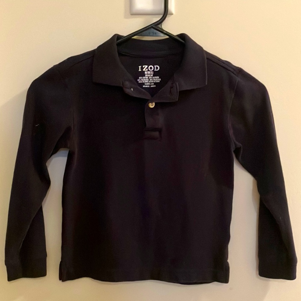 Izod navy blue polo long sleeve shirt size 5 boys